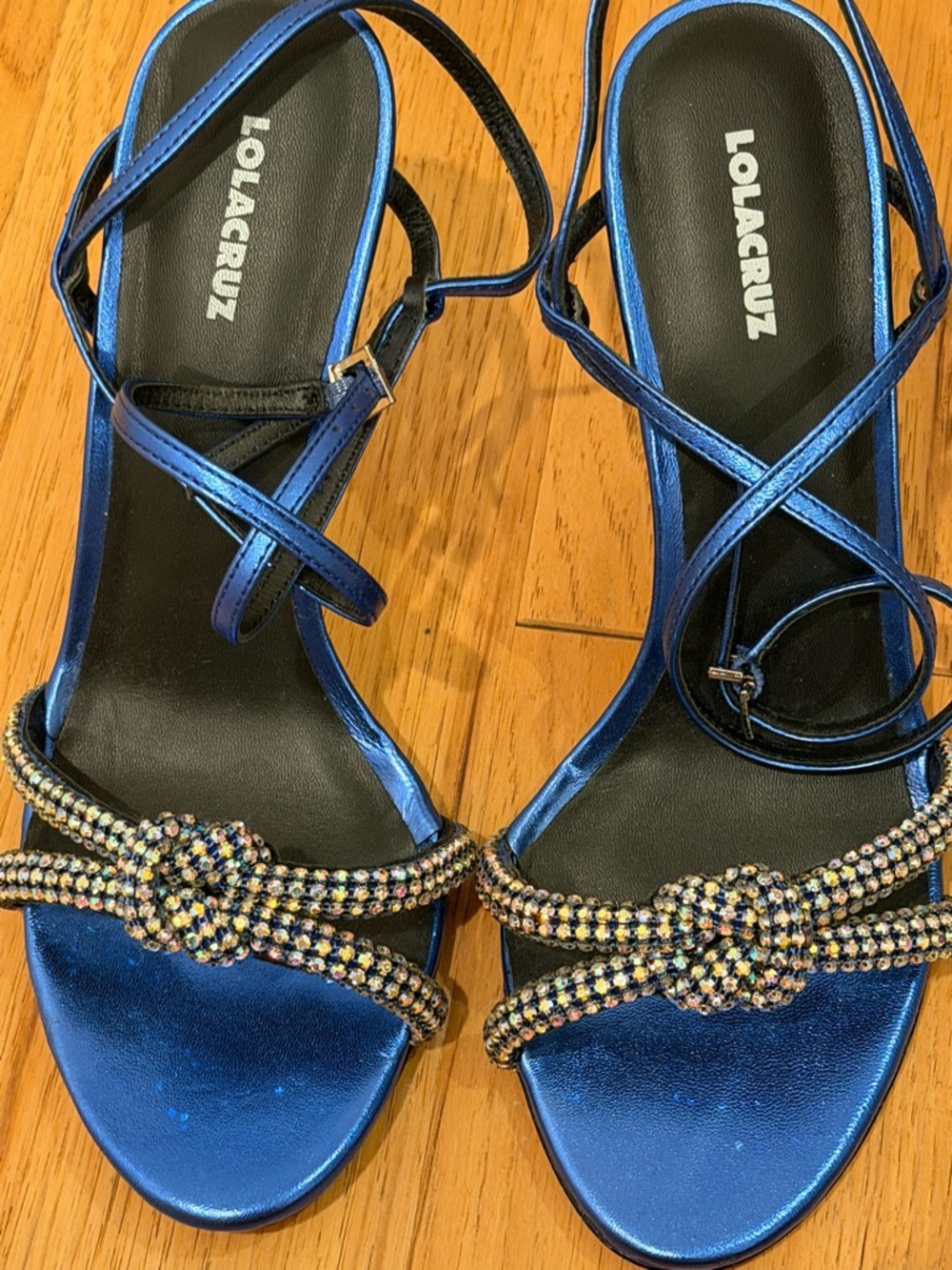 Lola Cruz Metallic Blue Sparkly Heels